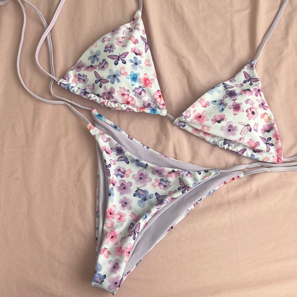 butterfly and flower bathing suit set.